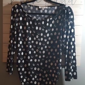 Sexy black and white polka dots blouse.
